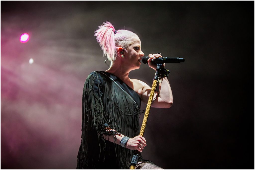 Garbage at Hollywood Forever Cemetery. Shirley Manson delivers a face-melting set to a crowd in Hollywood Forever Cemetery.
