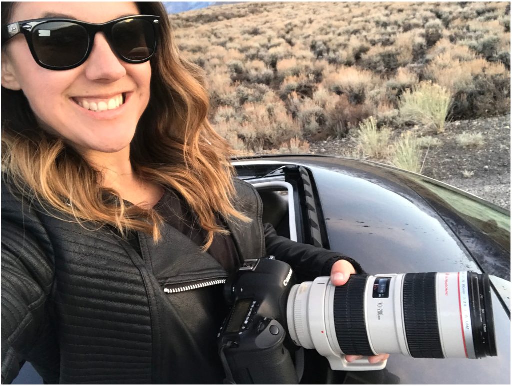 Photographer in Mammoth lakes with zoom lens
