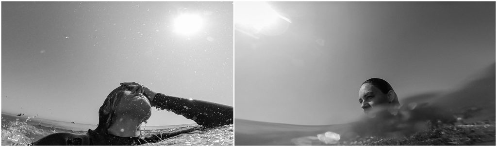 Surfer girl in Los Angeles and County Line in O'Neil and Billabong west suit. Shot on a GoPro.