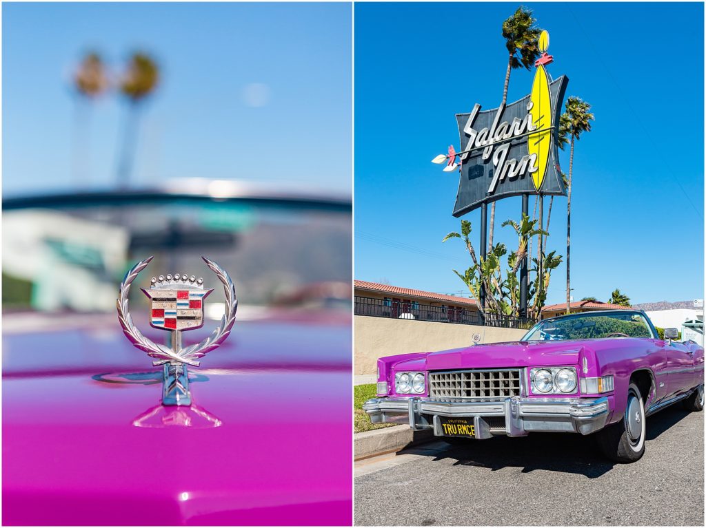 A ride and mini photo shoot in the actual purple Cadillac from the movie, True Romance, a cult film favorite, at Safari Inn in Burbank.