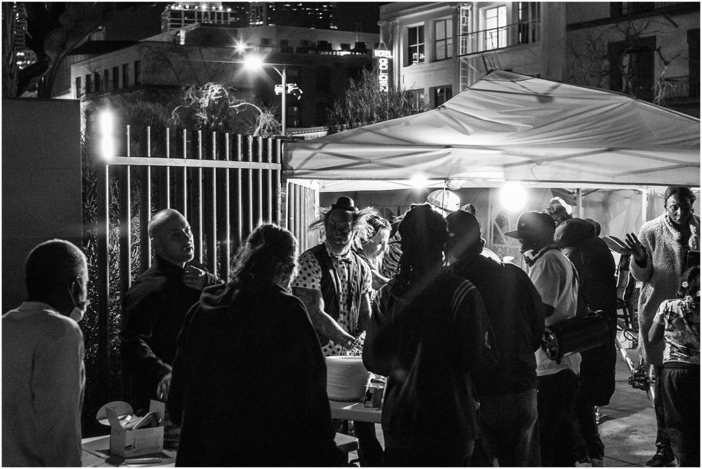 An evening of feeding and handing out shoes by Vans to the citizens and veterans living on the streets of Los Angeles on Skid Row with Tyler Farr, Richie the Barber, King Pharaohj, Vans, Volcom, and Feed the Streets LA.
