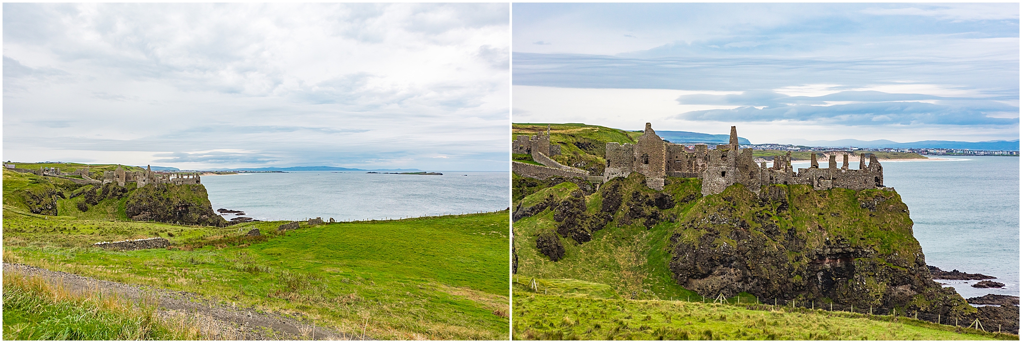 Northern Coast, Ireland; Ballymoney, Ballymena, Bushmills, irish countryside. Dunluce Castle