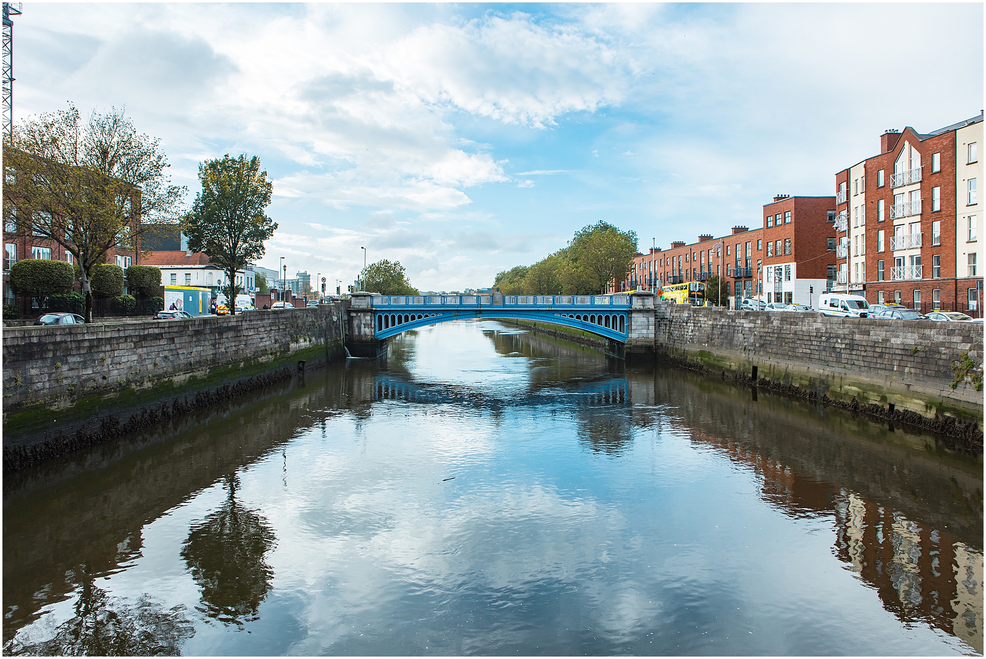 Dublin, Ireland. City views of bridges and River Liffey