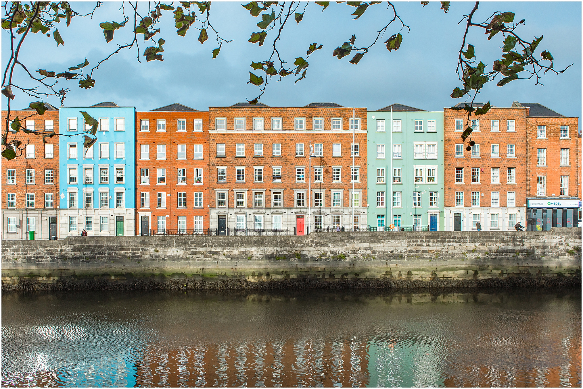 Dublin, Ireland. City views of bridges and River Liffey