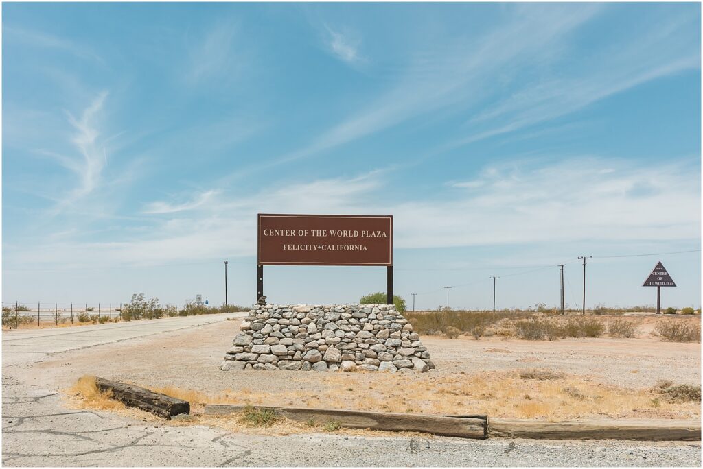 A Day in Yuma, Arizona. California roadside attractions: Felicity, CA: Center of the World Plaza pyramid chapel.