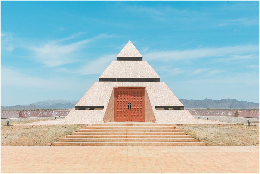 A Day in Yuma, Arizona. California roadside attractions: Felicity, CA: Center of the World Plaza pyramid chapel.