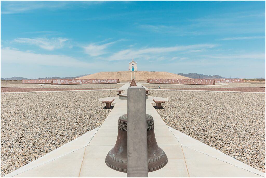 A Day in Yuma, Arizona. California roadside attractions: Felicity, CA: Center of the World Plaza pyramid chapel.