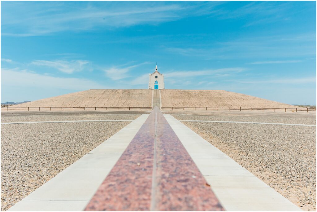 A Day in Yuma, Arizona. California roadside attractions: Felicity, CA: Center of the World Plaza pyramid chapel.