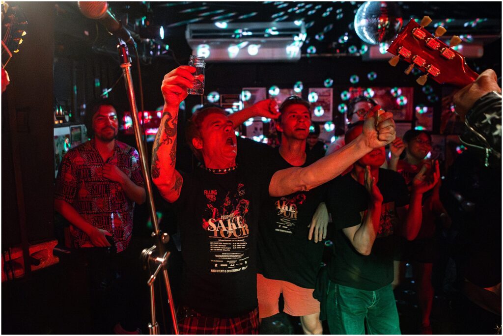 The Support Sake Tour! American rock band, The Falling Doves, traveled around Japan to perform their music and help bring some awareness to the diminishing Japanese sake industry by bridging music and culture. - SHIBUYA, TOKYO - Club Heavy Sick.