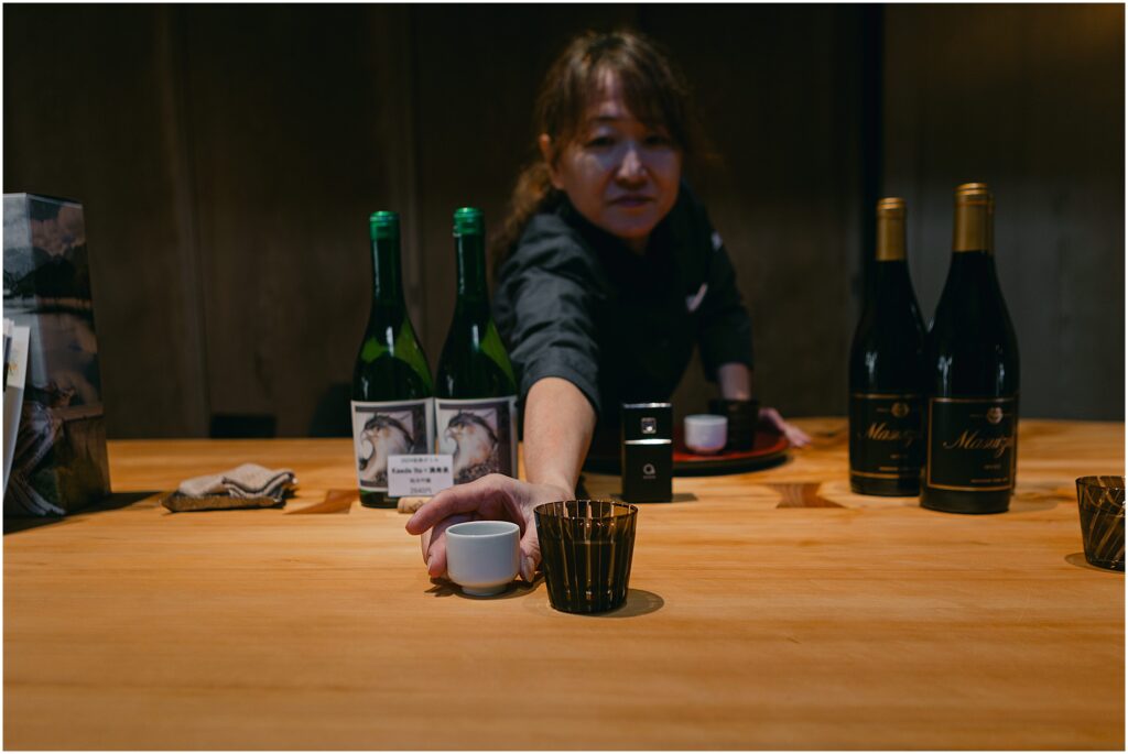 The Support Sake Tour! American rock band, The Falling Doves, traveled around Japan to perform their music and help bring some awareness to the diminishing Japanese sake industry by bridging music and culture. - Masuizumi Saseki. Masuda Sake Company located in Iwase, Toyama.