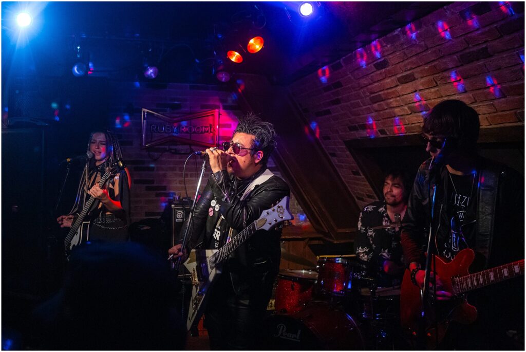 The Support Sake Tour! American rock band, The Falling Doves, traveled around Japan to perform their music and help bring some awareness to the diminishing Japanese sake industry by bridging music and culture. - Shibuya, Tokyo - Ruby Room.